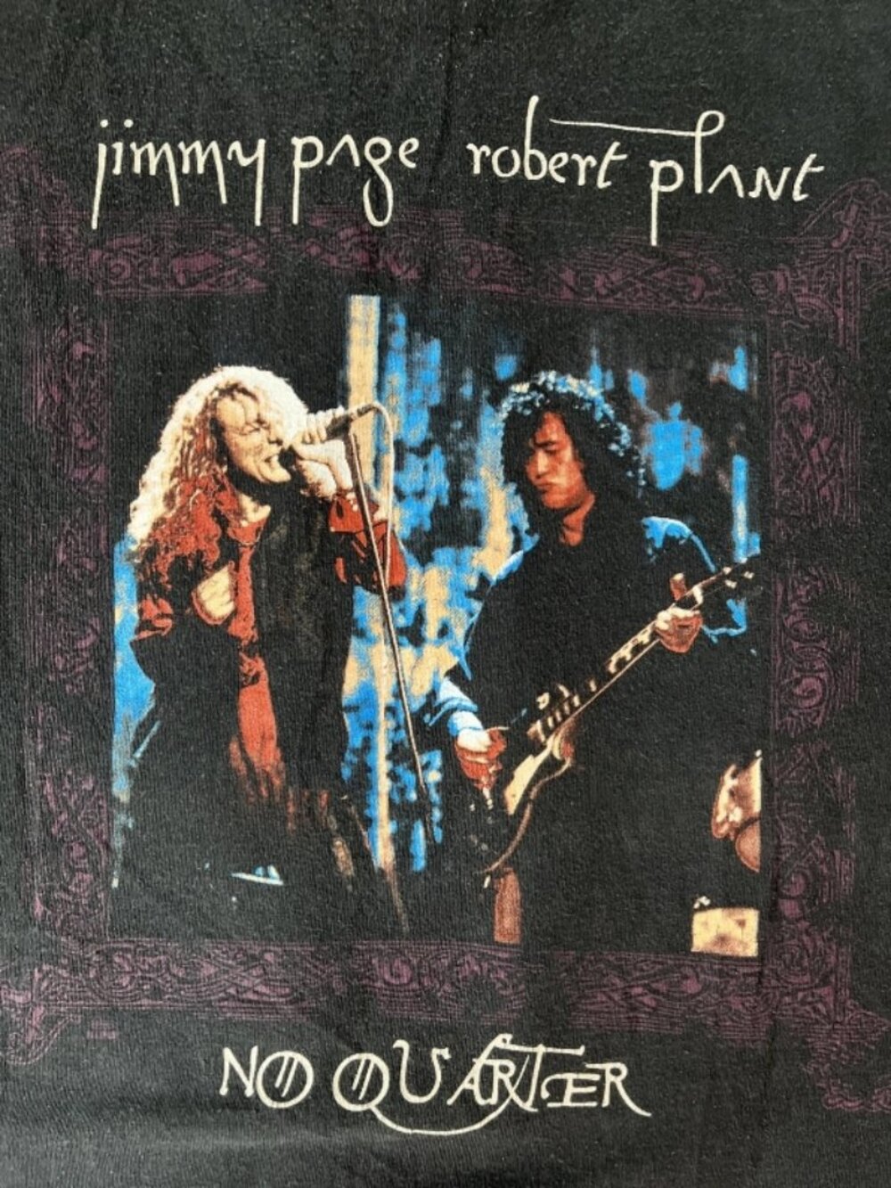Vintage 90s Jimmy Page Robert Plant No Quarter Tour T-Shirt XL Black Band Tee